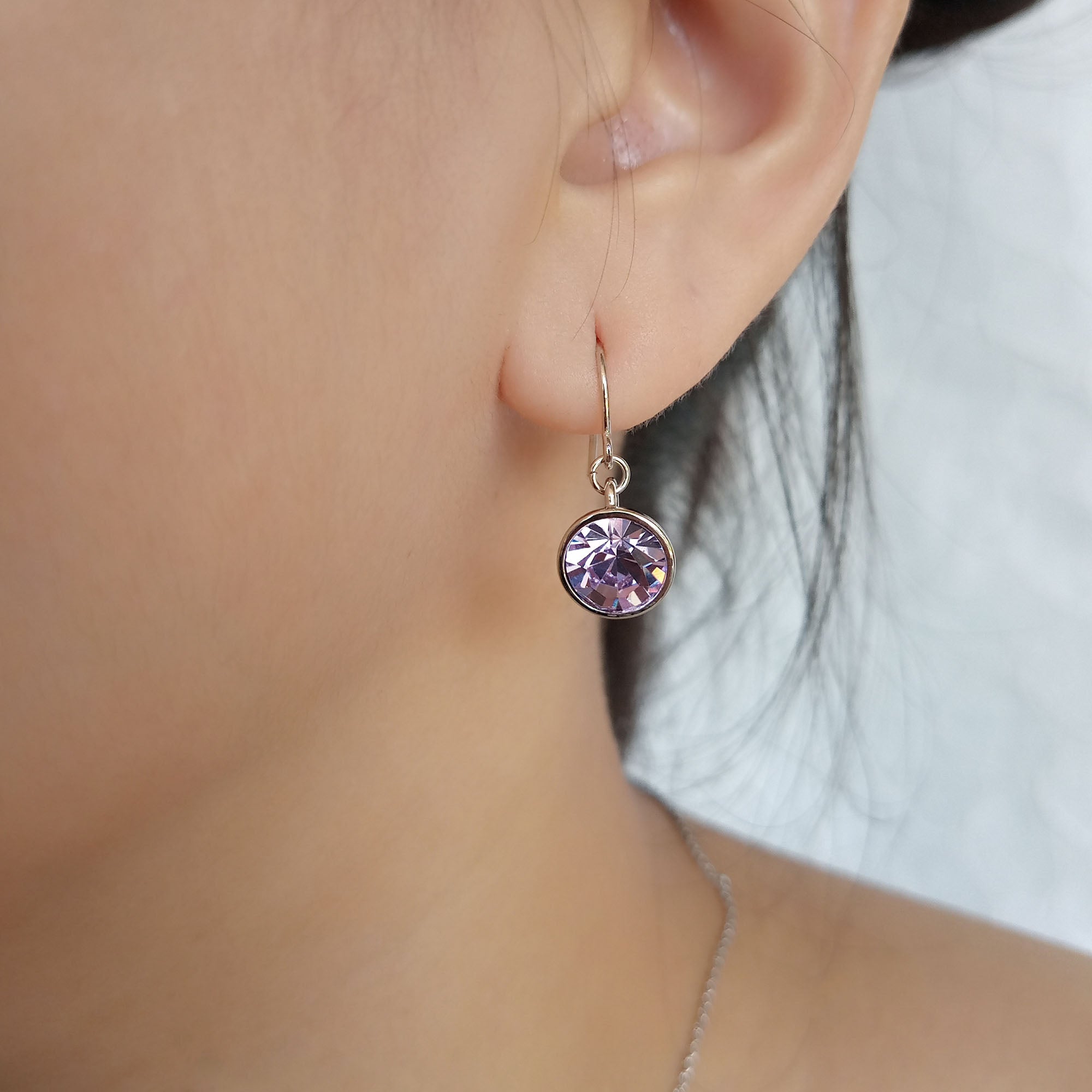 Violet Crystal Drop Earrings