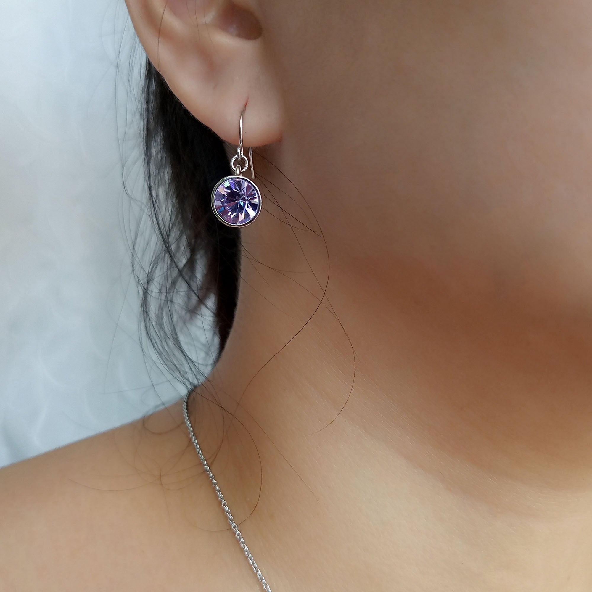 Violet Crystal Drop Earrings