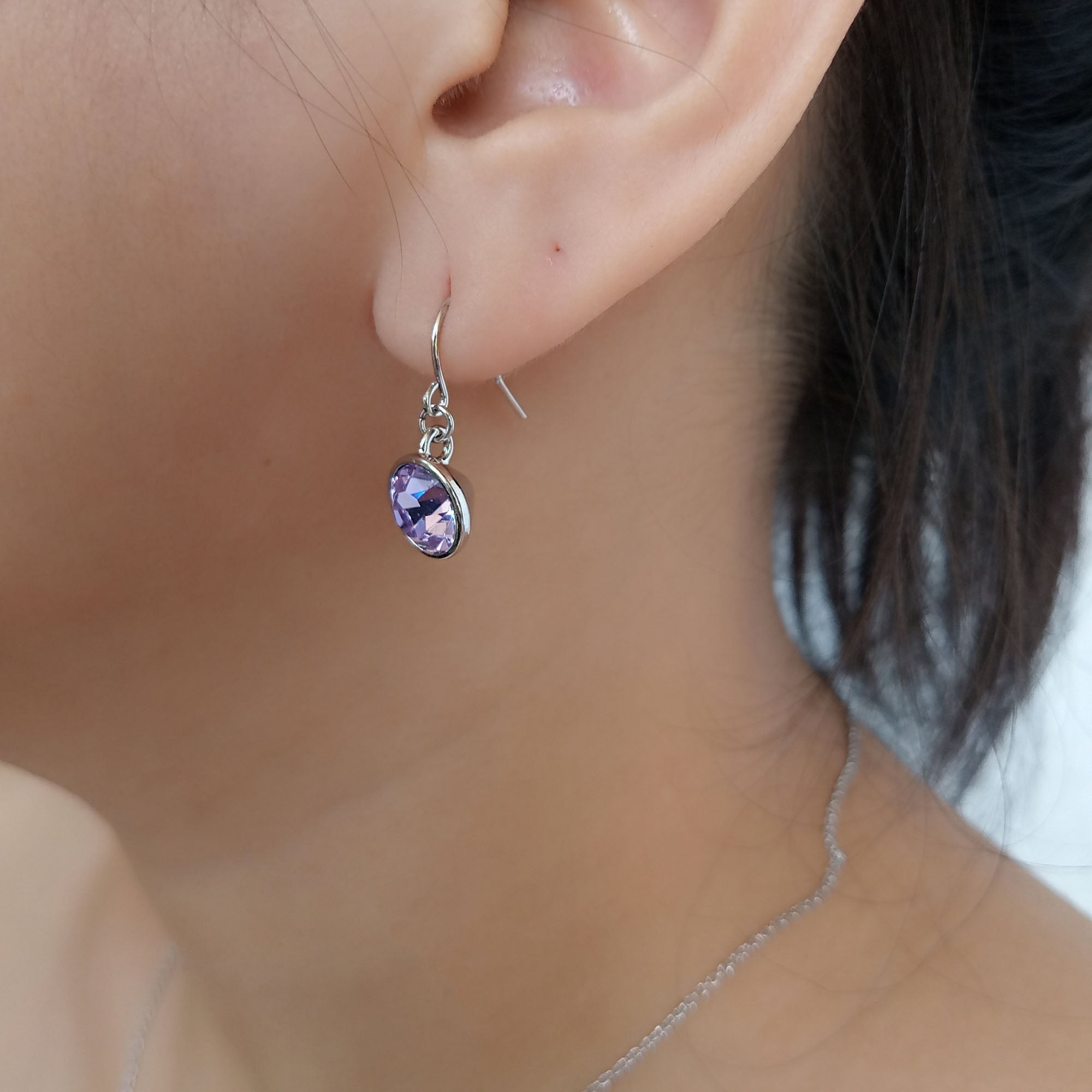 Violet Crystal Drop Earrings