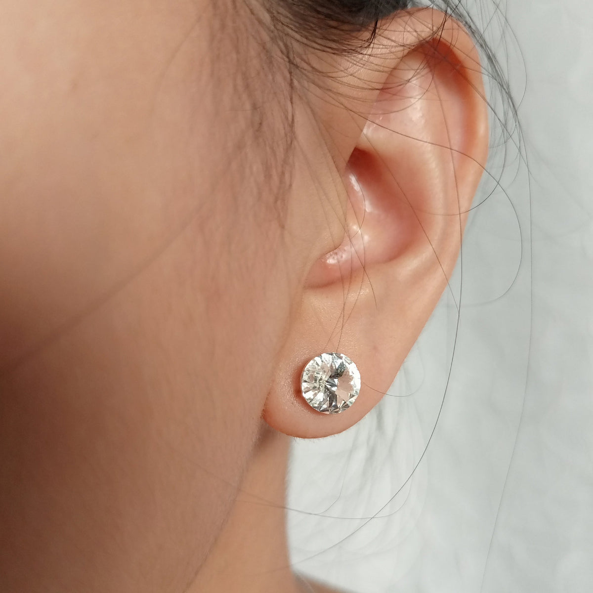 Gold Faceted Crystal Stud Earrings