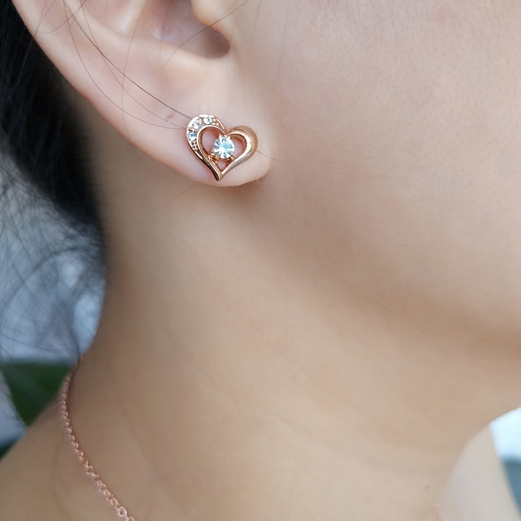 Rose Gold Open Heart Stud Earrings