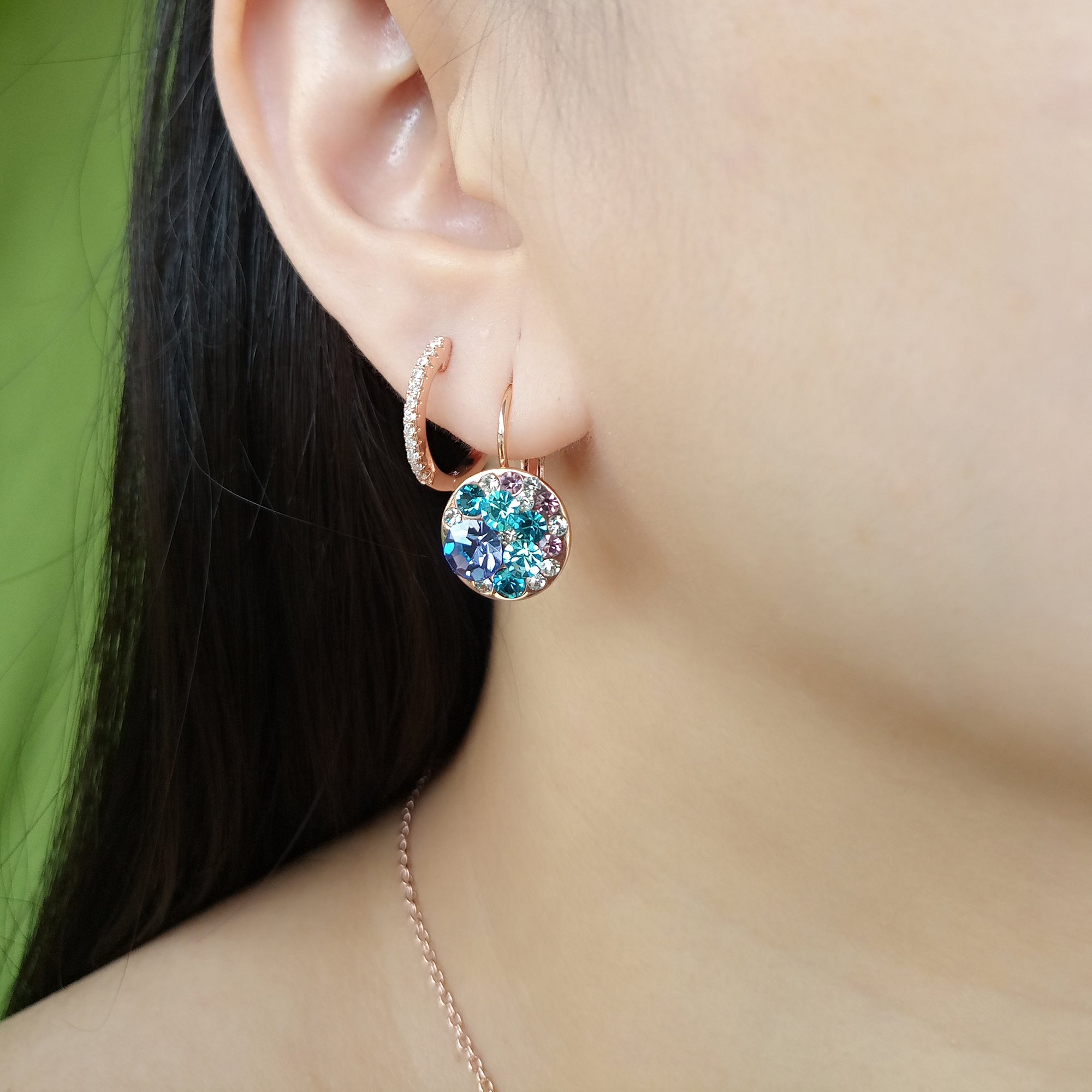 Rose Gold Pavé Hoop Earrings