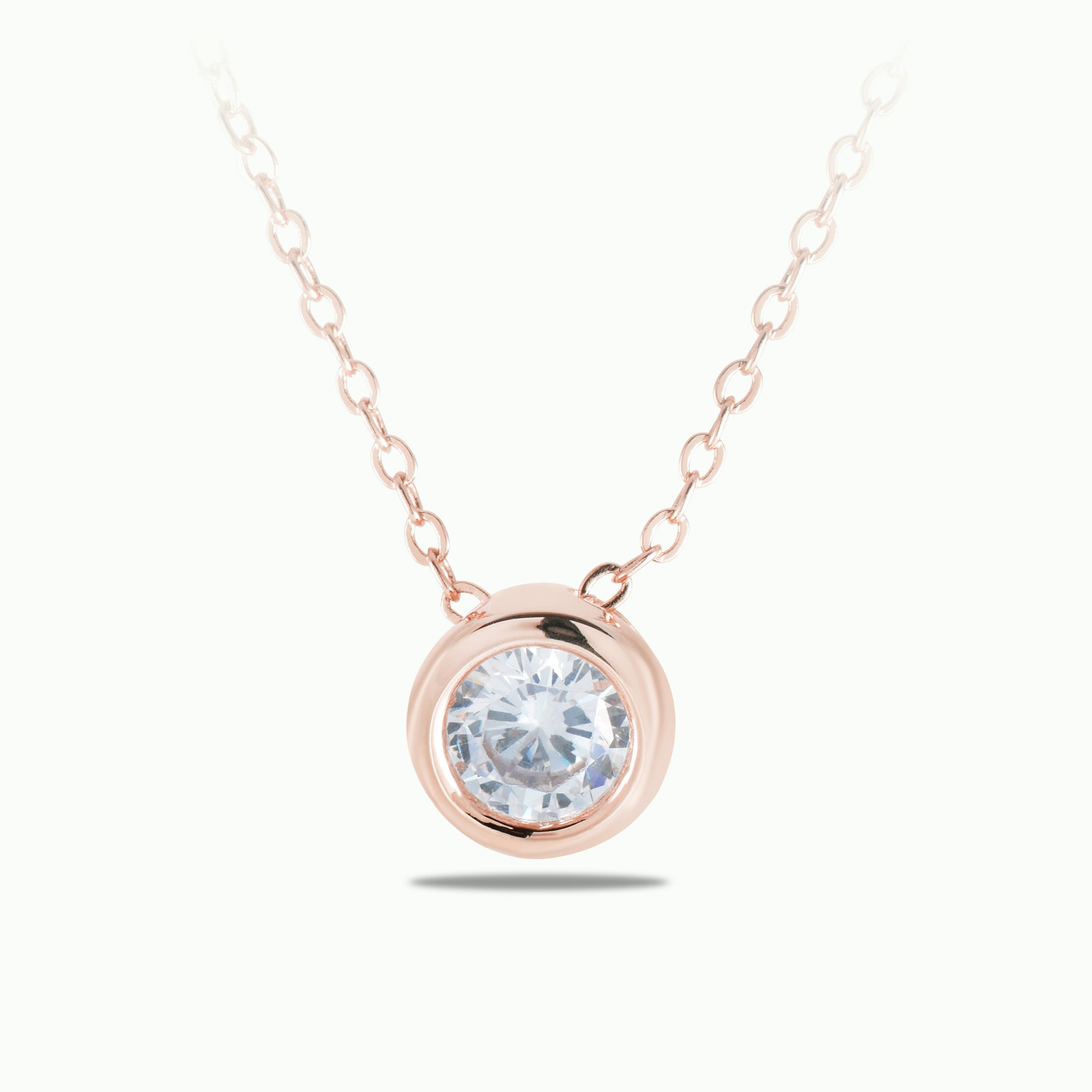 Rose Gold Bezel Solitaire Necklace
