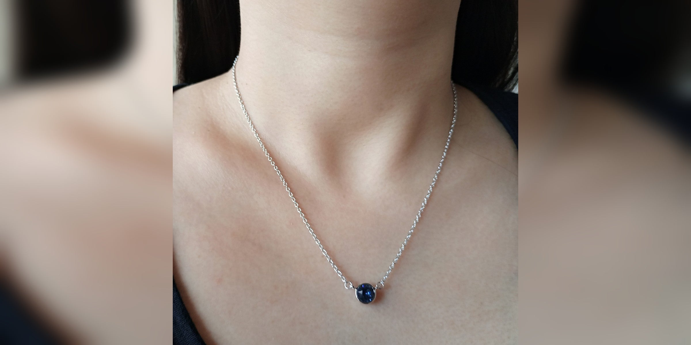 Montana bezel pendant necklace on model