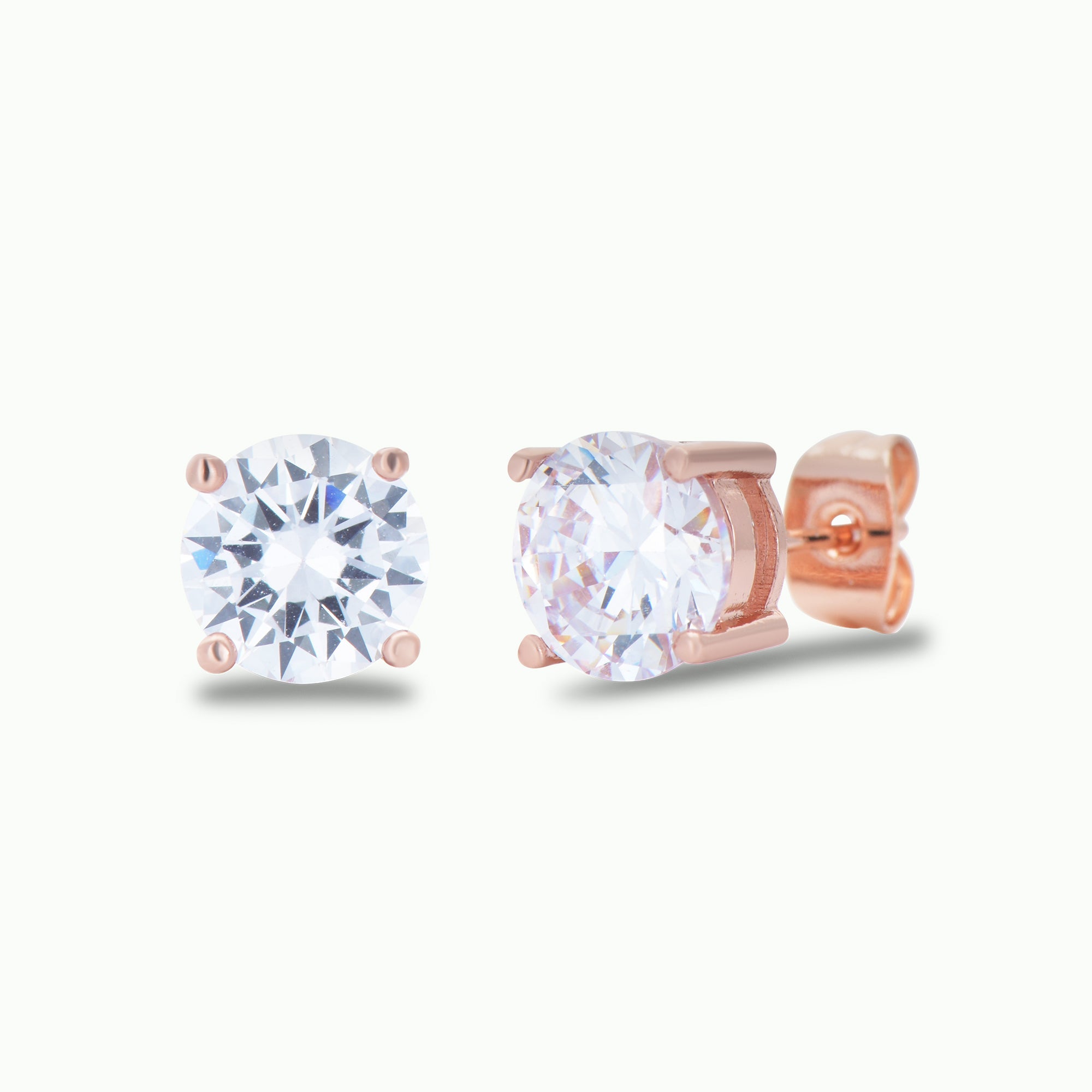 Rose Gold Solitaire Stud Earrings