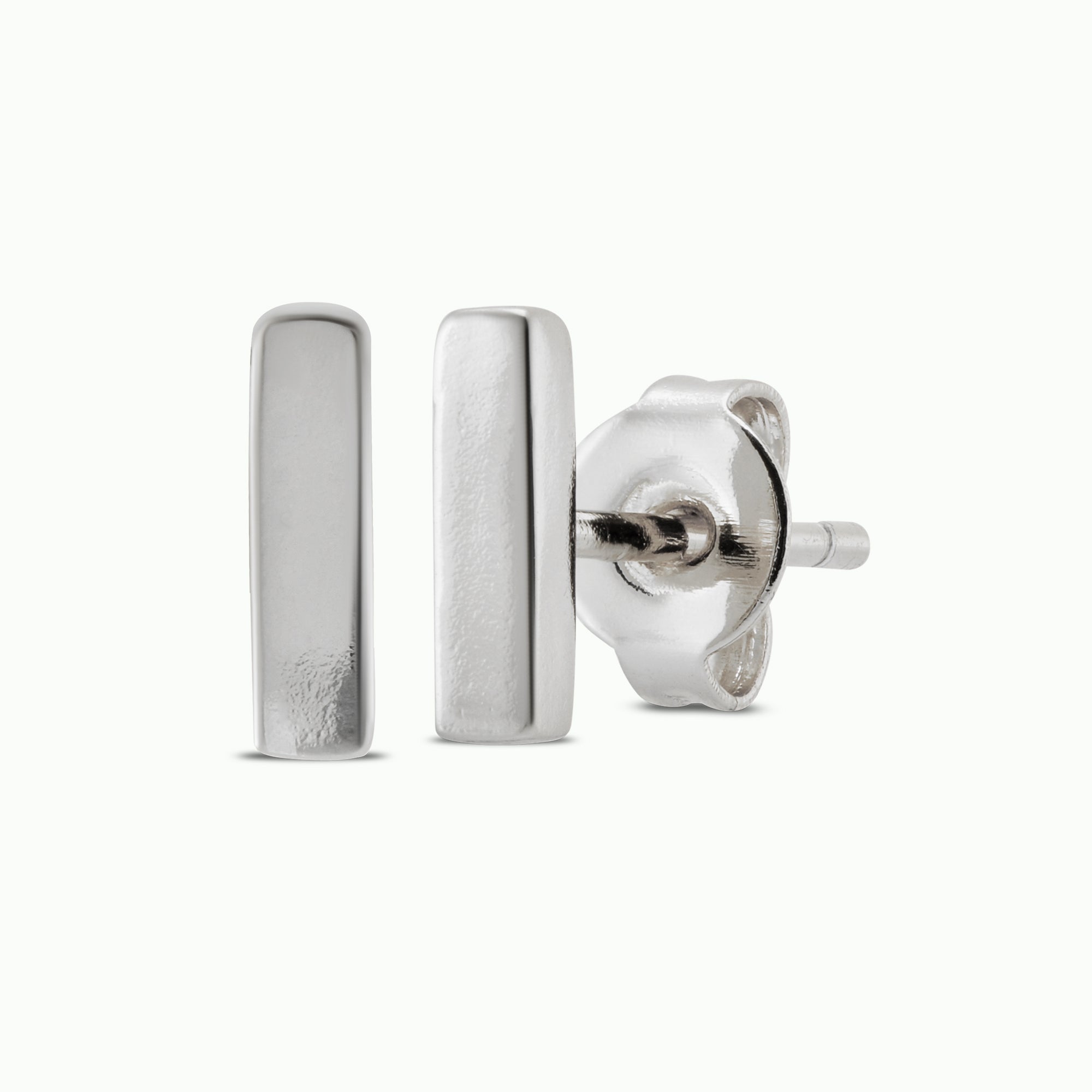 Silver Bar Stud Earrings