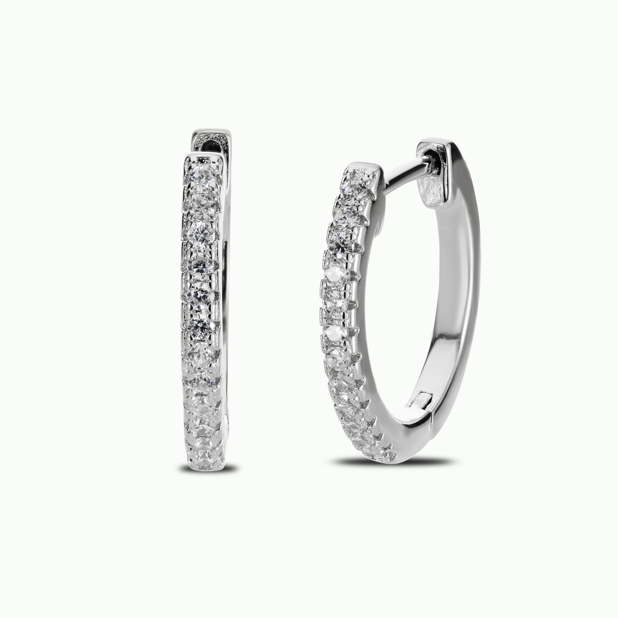 Silver Pavé Hoop Earrings