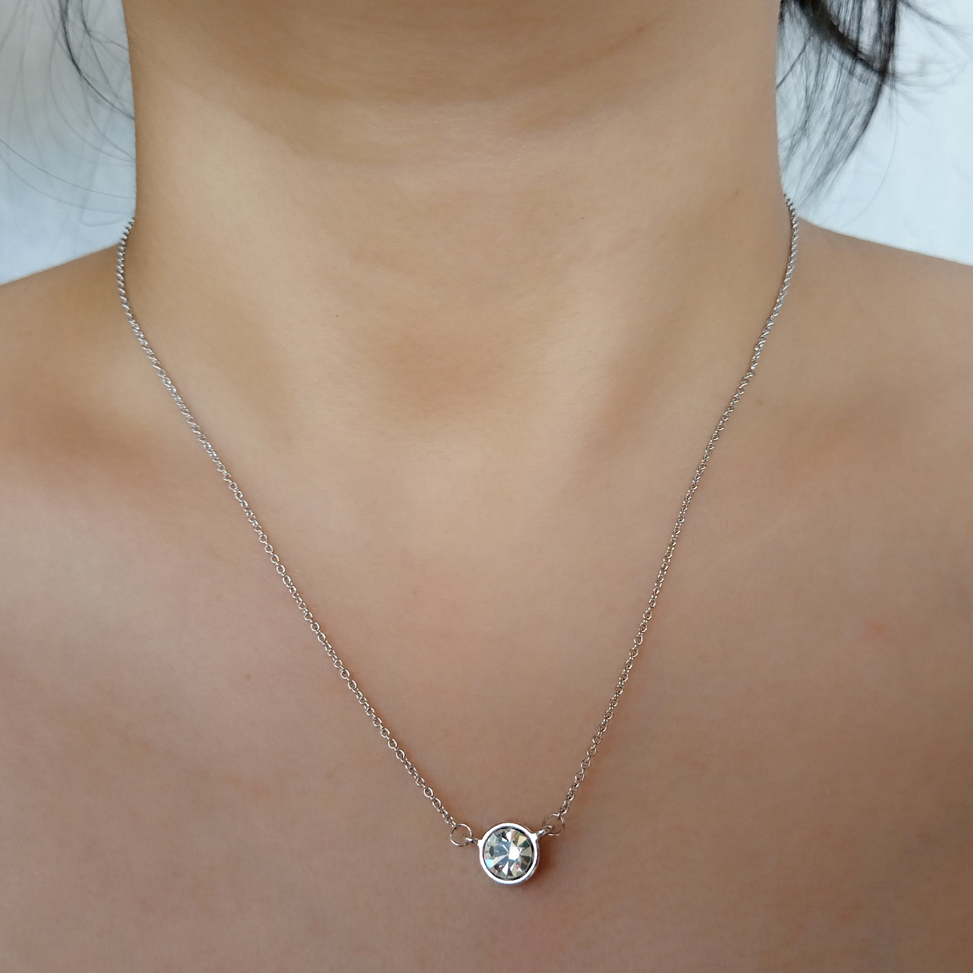 Necklaces collection — real on-model bezel necklace