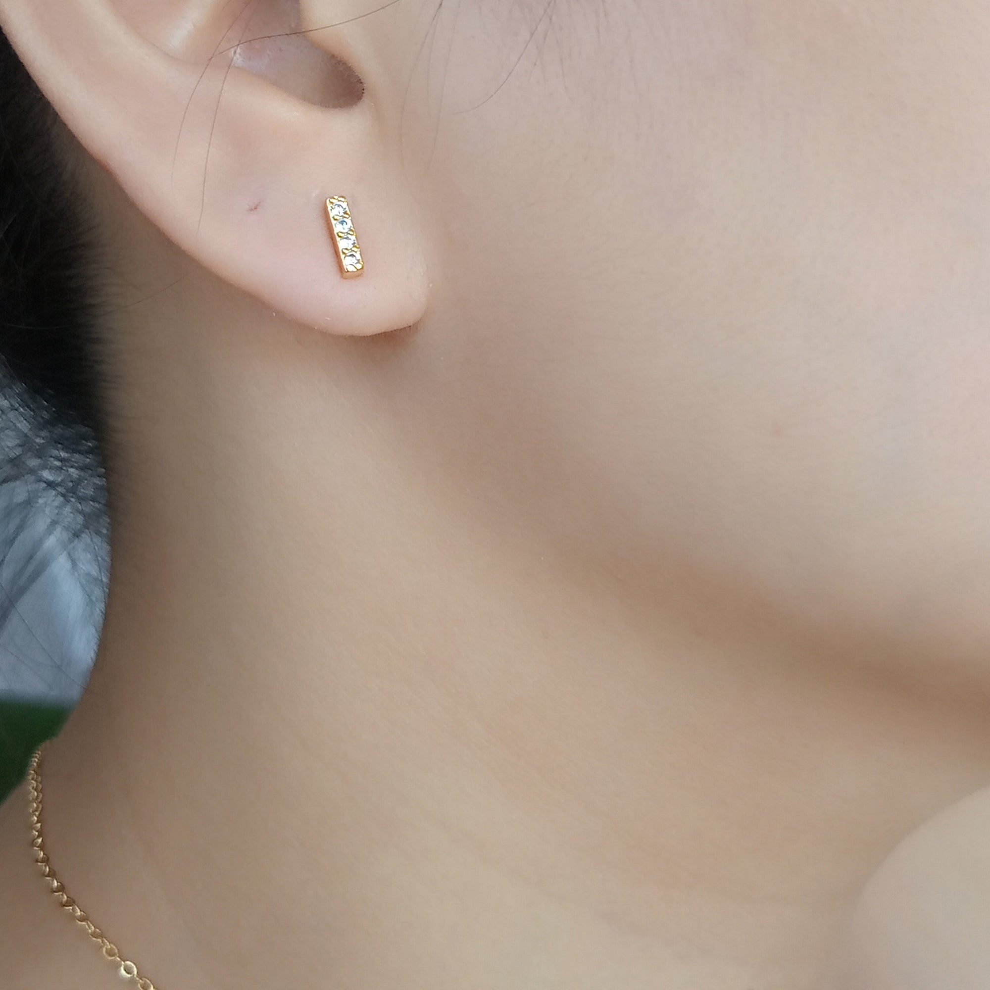 Pave Mini Bar Stud Earrings – Upsera Jewelry