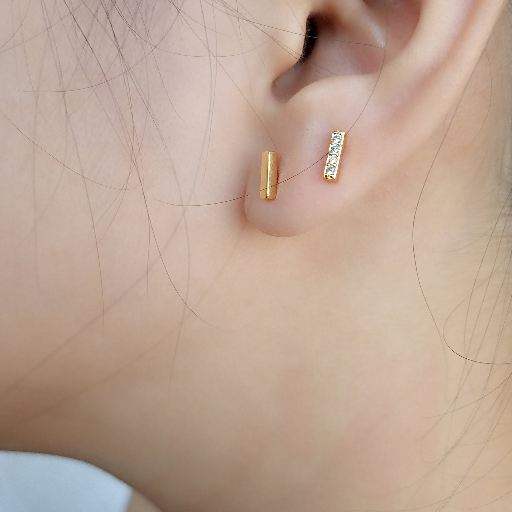 Pave Mini Bar Stud Earrings – Upsera Jewelry