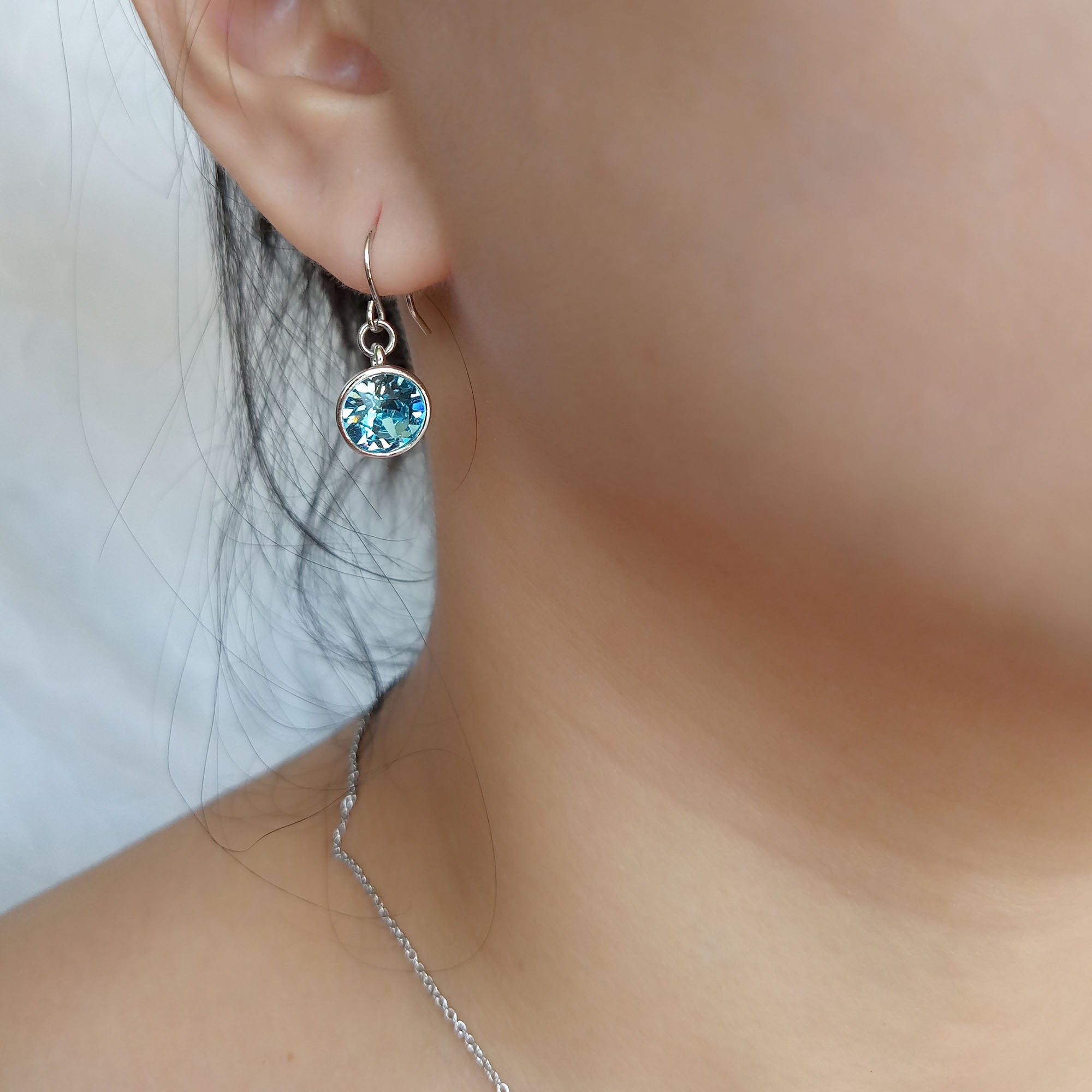 Round Crystal Dangle Earrings | Upsera