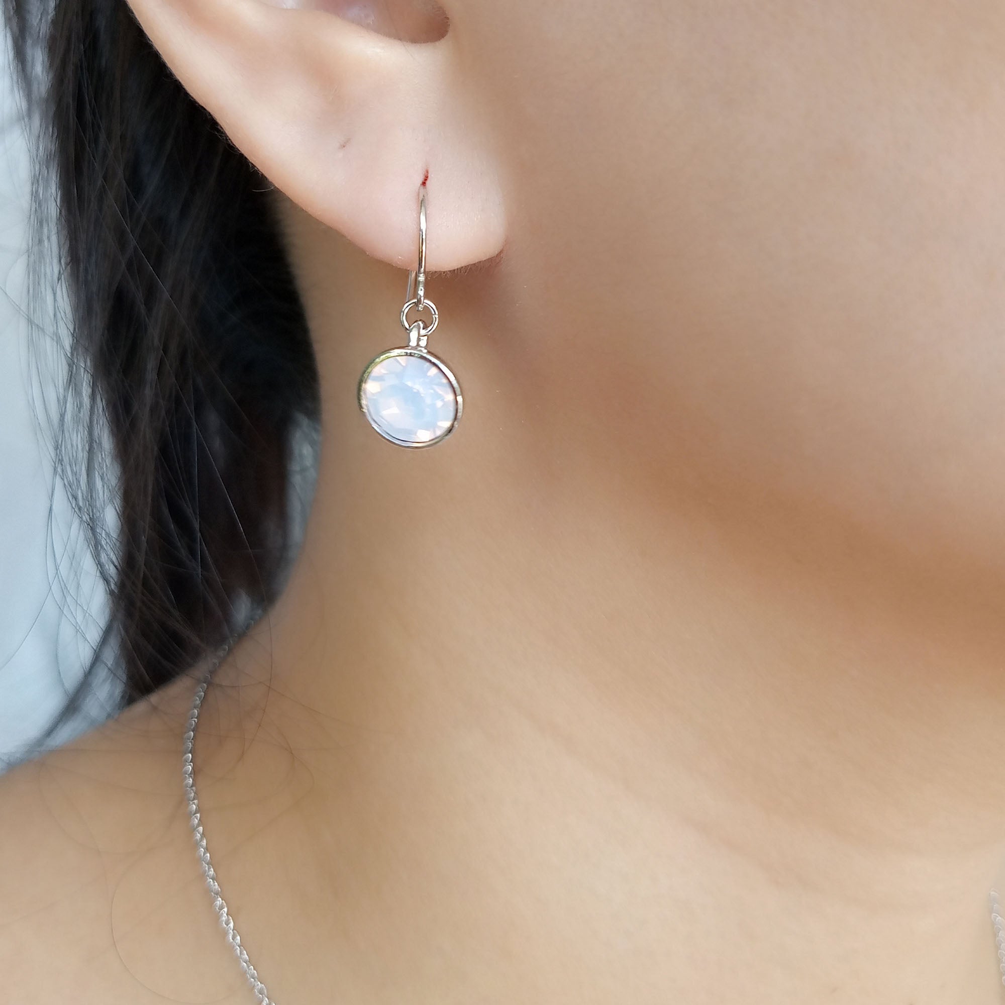 Rose Opal Crystal Dangle Earrings | Upsera