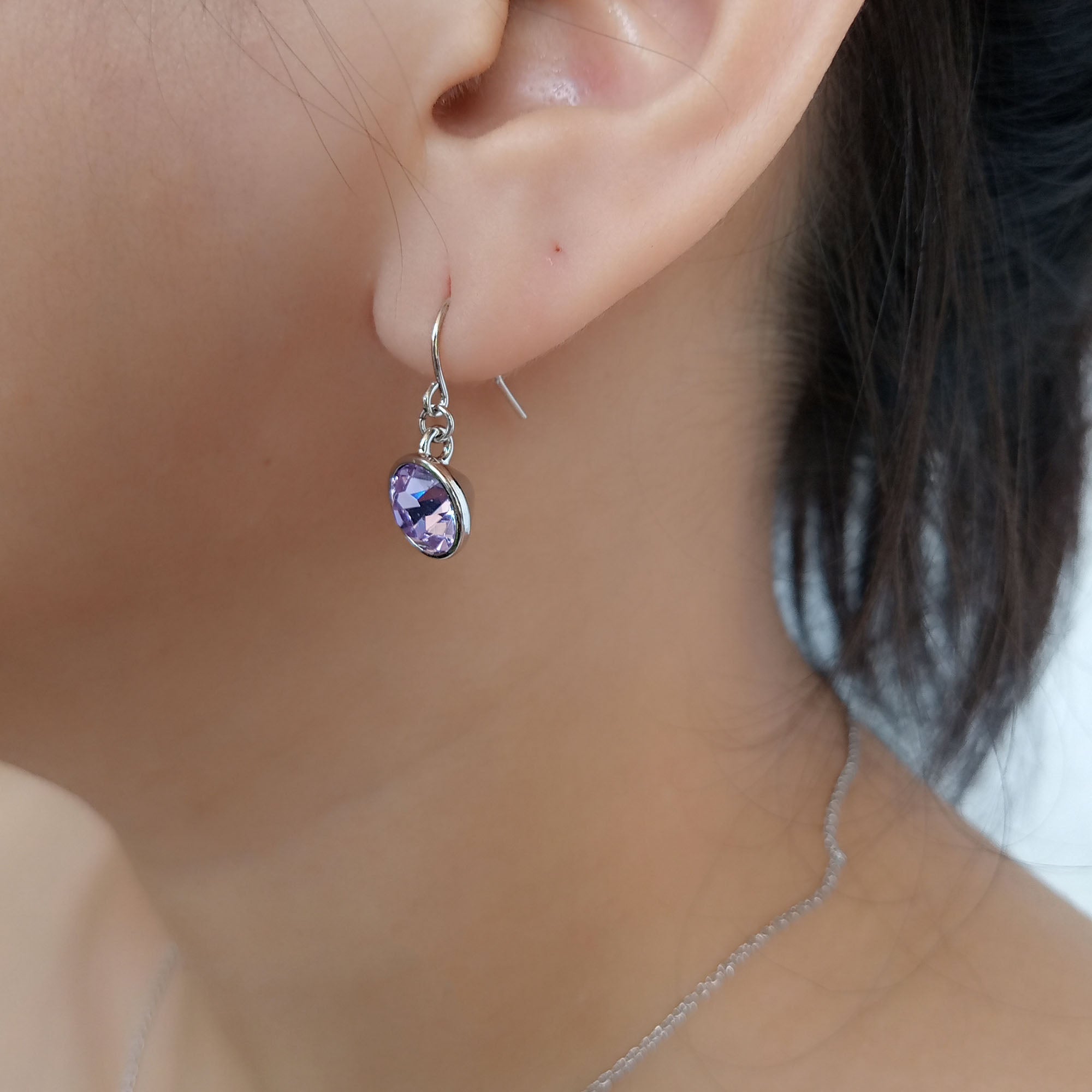 Violet Crystal Dangle Earrings | Upsera