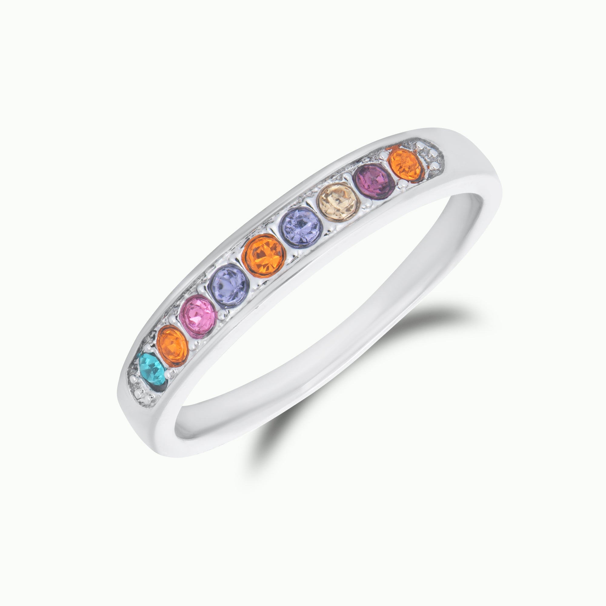 Multi-Colored Crystal Eternity Ring